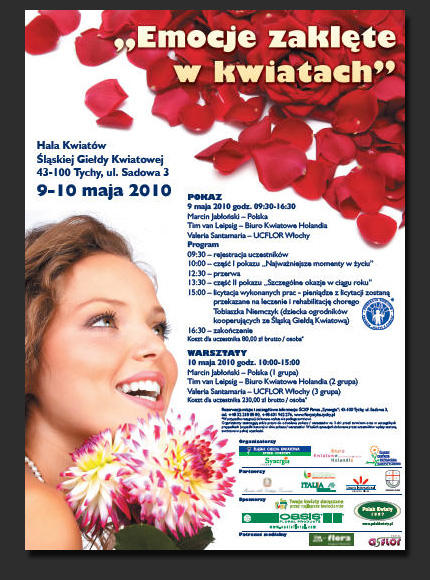 Plakat - Zaproszenie na pokaz florystyczny na laskiej Giedzie Kwiatowej