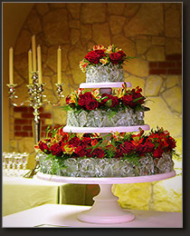 dekoracja ślubna ,tort kwiatowy'